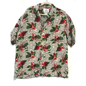 Men’s Sz L Silk & Linen Palms Bahama California Beaches Hawaiian Shirt old money